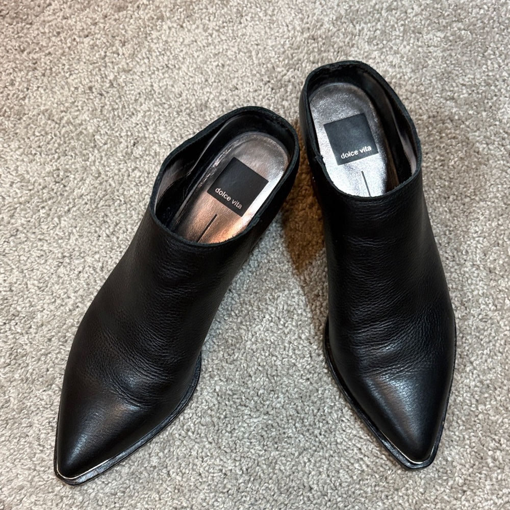 Dolce Vita Black Leather Mules